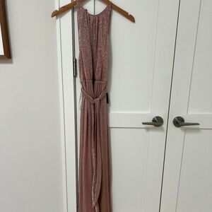 Halston Heritage Pink Metallic Maxi Dress Size 2 BNWT